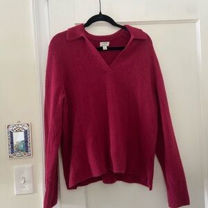 J. Crew V-Neck Sweater in Rich Red